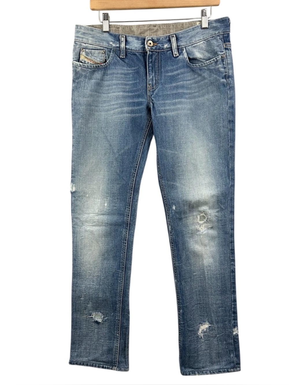 Diesel Liv Distressed Blue Jeans Size 30 Vintage McBling Y2K
